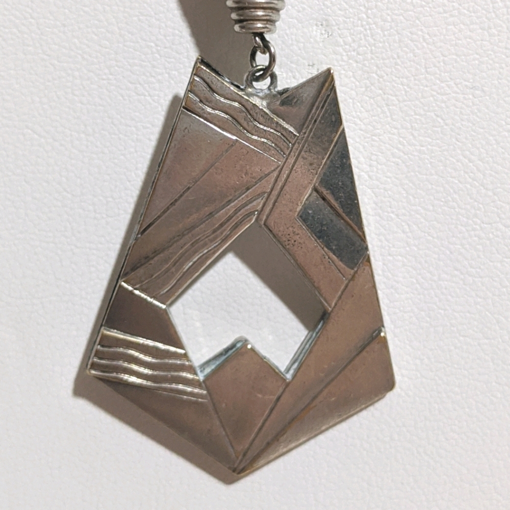 Long & Chunky Vintage 90's Silver & Blue Necklace - Picture 2 of 3